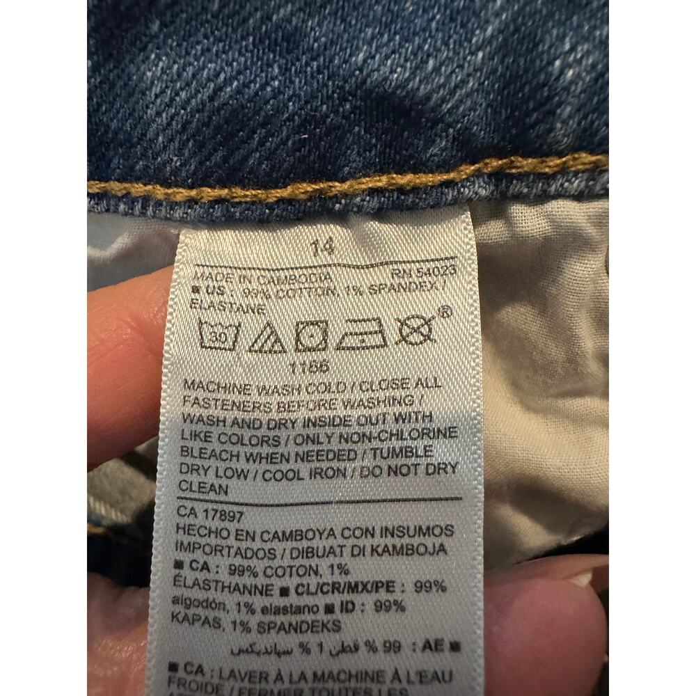 Old Navy Women's Distressed Denim Mini Skirt Medium Wash Size 14 Y2K Vibes - Picture 5 of 8